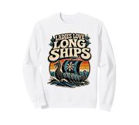 Señoras Amor Barcos Largos Retro Vikingo Humor Noruega Longboat Sudadera