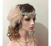 Señoras boda pluma malla Fascinador, mujer Vintage Plumas diadema rhinestone Hairband 1920S decoración de la frente de la fiesta(Style 5, One Size)