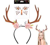 Señoras Diadema de Reno, Diadema Ciervo + Cara Ciervo Tatuaje, Niños Diadema de Ciervo para Carnaval Halloween Tema Fiesta Cosplay, Easter Craft Set - Styrofoam Eieren met Kleurrijke Pailletten