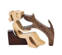 Señoras y perros estatua de madera escultura de madera figuras de perros adornos mujer de madera perro modelo de corte de madera tallada a mano perro estatua humana para hombres mujeres