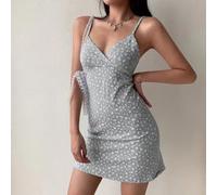Señoras Y2k retro estampado floral delgado sin mangas cuello en V verano para mini vestido sin espalda cintura alta tirantes delgados para ocio, citas, fiestas, viajes (L flores azul claro)