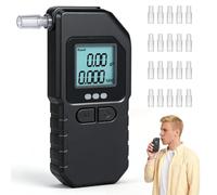 Senprity Alcoholimetro Homologado,Test Alcoholemia Profesional Alta Precisión Pantalla LCD Digital Función Memoria Aviso por Voz Etilometro Portátil con 20 Boquillas Reutilizables para Casa y Fiestas