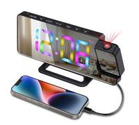 Senprity Reloj Despertador de Techo proyector, Espejo Despertador Inteligente con 180 ° LED de proyección giratoria, 6 Niveles de Ajuste de Brillo, función Snooze, Auto Dimmer para el Dormitorio.