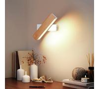 SENQIU Apliques de Pared Interior, 4W Lámpara de Pared LED Modernas de Madera, Giratorio 350 ° Iluminación, Aplique LED Interior para Dormitorio Sala de Estar Lectura Pasillo, 3000K Blanco Cálido