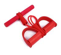 SENRISE - Cordón elástico para abdominales de 4 tubos, banda de resistencia con pedal, cuerda tensora para fitness en casa, yoga, entrenamiento adelgazante, rojo