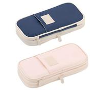 SENRISE Estuche para lápices de papelería, estuche de gran capacidad, organizador de bolígrafos duradero para oficina, universidad, escuela, adolescente, niña, niño, hombre, estudiante, D+e, 2PC