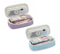 SENRISE Estuche para lápices de papelería, estuche de gran capacidad, organizador de bolígrafos duradero para oficina, universidad, escuela, adolescente, niña, niño, hombre, estudiante B, 2PC