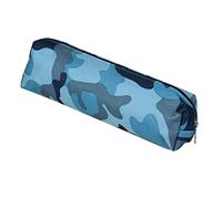 SENRISE Estuches de Camuflaje para lápices, Gran Capacidad, portátil, con Cremallera, de Lona, para Estudiantes, Oficina, Suministros Escolares, 21 x 5,7 cm (Azul Camuflaje)