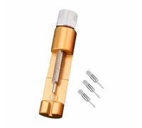 SENRISE Herramienta de reparación de correa de reloj, kit de removedor de eslabones de aluminio para relojeros, herramienta de reparación para ajustar el tamaño de la correa, dorado, 65 mm×14 mm×15 mm