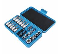 SENRISE Juego de 34 llaves de vaso Torx E Star, puntas de estrella de metal E-Torx (T10-T60) y (E4-E20)