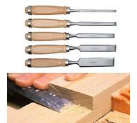 SENRISE - Kit de formones de acero con mango de madera. Juego de formones fabricados en acero de alta velocidad y con virolas de latón. Juego de herramientas para trabajos en madera, kit de cinceles