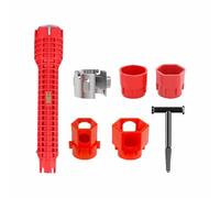 SENRISE Llave de fregadero de grifo 14 en 1, llave multifuncional para desagüe de lavabo, llave de instalación antideslizante, llave de reparación para fontanería de baño y cocina