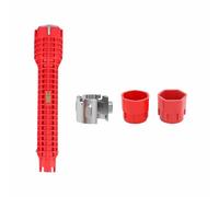 SENRISE Llave de fregadero de grifo 8 en 1, llave de drenaje multifuncional para lavabo, llave de instalación antideslizante, llave de reparación para fontanería de baño y cocina