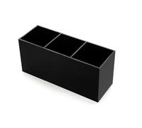 SENRISE Portalápices, 3 compartimentos, organizador de brochas de maquillaje para el hogar, cajones, escuela, oficina (negro)