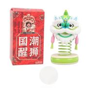 Senrusa Car Bobblehead Ornament Lion Shape Innovative Figurines Present Car Shaking Head Toy for Office Home (Green+White)