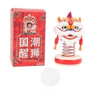 Senrusa Car Bobblehead Ornament Lion Shape Innovative Figurines Present Car Shaking Head Toy for Office Home (Red+White)