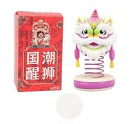 Senrusa Car Bobblehead Ornament Lion Shape Innovative Figurines Present Car Shaking Head Toy for Office Home (Purple+White)