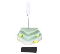 Senrusa Cat Toy Roller 4 Level Turntable Cat Toys Balls Feather Interactive Mental Physical Exercise Puzzle Kitten Toys Matcha Green