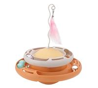 Senrusa Juguetes giratorios gat Rompecabezas multifuncionales interactivos rolleros de Gato Bola con Palo de burla de Gatos para gats Gatito (Light Orange Gray)