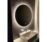 SensaHome Espejo de Pared Redondo LED Táctil - Sin Marco, Regulable, Luz Fría - 80 cm