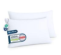 Sensalou Funda de Almohada Impermeable 50x70 cm Juego de 2 Disponible en 7 Tamaños - Funda Protectora de Almohada Antialérgica con Cremallera Blanca