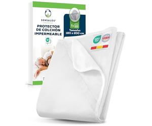 Sensalou Protector De Colchón 180x200 cm Impermeable para Cama King - Funda De Colchón Transpirable Lavable A 95 °C, Cubrecolchón Antialérgico Silencioso para Colchones Altos hasta 30 cm