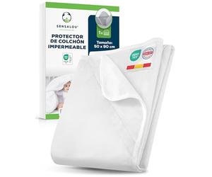 Sensalou Protector De Colchón 50x90 cm Impermeable para Cuna Bebé - Cubrecolchón Lavable A 95 °C, Funda Antibacteriana Suave Y Transpirable, Protección Silenciosa para Colchones hasta 30 cm