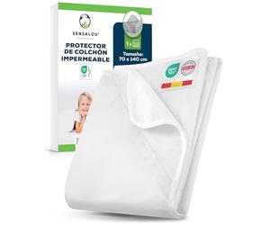Sensalou Protector De Colchón 70x140 cm Impermeable para Cuna Bebé - Funda Lavable A 95 °C, Transpirable, Suave, Silenciosa, Antialérgica Y Resistente A Líquidos, Ajuste 30 cm