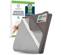 Sensalou Protector De Colchón Impermeable 100 x 200 cm Gris - Colchón para Cama Individual y Dormitorio, Cubrematrás Transpirable de Rizo Suave con Esquinas Elásticas, Silencioso Lavable a 95 °C