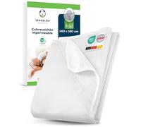 Sensalou Protector De Colchón Impermeable 140 x 190 cm para Cama Matrimonio, Cubrecolchón Ajustable con Bandas, Superficie De Rizo Suave Y Silenciosa, Lavable 95 Grados, Dermatext y Ökotex