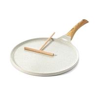 SENSARTE 30cm Sartén Antiadherente para Crepes, Sartén para Dosas con Revestimiento Cerámico Natural, Sartén Plana para Tortitas con Mango que No Se Calienta, Compatible con Inducción (Blanco)