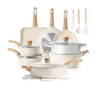 SENSARTE Juego de utensilios de cocina de cerámica antiadherente, juego de ollas y sartenes saludables, juego de cocina no tóxico