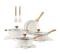 SENSARTE Nonstick Ceramic Cookware Set 13-Piece, Healthy Pots and Pans Set, Non-toxic Kitchen Cooking Set with Stay-Cool Handles, Silicone Tools and Pot Protectors, PFAS and PFOA Free