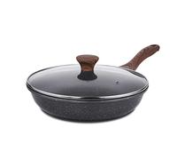 SENSARTE Sartén antiadherente con tapa, 28 cm de revestimiento de granito suizo, sartén para tortillas, utensilios de cocina de piedra saludables para chef, cocina de gas e inducción compatible, libre