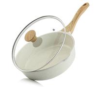 SENSARTE Sartén de cerámica antiadherente de 10 pulgadas / 3.5 cuartos de galón, sartén profunda no tóxica con tapa, olla jumbo saludable, mango que se mantiene fresco, compatible con inducción, libre