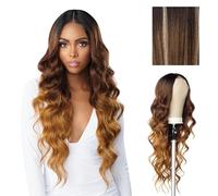 Sensationnel Butta - Pelucas de encaje Hhm, mezcla de cabello humano ondulado de 30 pulgadas, extra ancha de 5 pulgadas, línea capilar prearrancada, sin pegamento, color balayagemoca