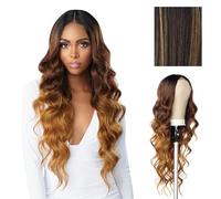 Sensationnel Butta - Pelucas de encaje Hhm, mezcla de cabello humano ondulado de 30 pulgadas, extra ancha, raya de 5 pulgadas, línea capilar prearrancada, sin pegamento, color dorado balayage