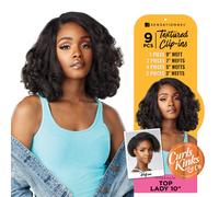 Sensationnel Curls Kinks and Co Clip in - Top Lady - Paquete de 9 extensiones con clip texturizado de 10 pulgadas que a ade volumen y estilo prot