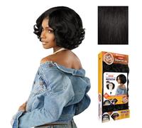 Sensationnel Curls Kinksandco Kinkyedges Wig - Kinky Roller Set de 25,4 cm y parte de encaje natural con textura kinkytextures para cabello natural 3C a 4C (1B OffBLACK)
