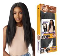 Sensationnel Curls Kinksandco Kinkyedges Wig - Kinky Straight 24 Inch 13X6 Lace Frontal Natural Kinkytexture Edged Hairline for Natural 3C to 4C Hair Textures (1B OFFBLACK)
