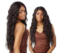 Sensationnel Giana - Pelucas de encaje de 13 x 6 pulgadas, mezcla de cabello humano sin pegamento, sintético con densidad natural, línea capilar prearrancada (negro 1B)