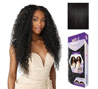 Sensationnel Peluca de encaje Aleena de 13 x 6 pulgadas, atada a mano, sin pegamento, sintético con densidad natural, línea capilar prearrancada (negro 1B)