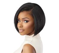 Sensationnel Peluca rizada Kinksandco Kinkyedges Kinkyedges de 9 pulgadas, encaje frontal de 13 x 6 pulgadas, línea capilar natural con bordes para texturas naturales de cabello 3C a 4C (negro 1B)