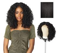 Sensationnel Pelucas de encaje a tope - Unidad 5 extra ancho de 5 pulgadas de pareja profunda sintética línea de pelo prepellizcado frontal sin brillo (1B OFFBLACK)