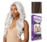 Sensationnel Pelucas de encaje Deyla de 13 x 6 pulgadas, atadas a mano, sin pegamento, sintéticas con densidad natural, línea capilar prearrancada (oro balayage)