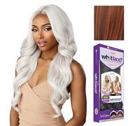Sensationnel Pelucas de encaje Deyla de 13 x 6 pulgadas, encaje frontal atado a mano, sin pegamento, sintético con densidad natural, línea capilar prearrancada (BALAYAGECOPPER)