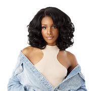 Sensationnel Rizos Kinksandco Kinkyedges Peluca rizada de volumen rizado de 14 pulgadas, parte en Y, encaje natural, línea capilar con bordes para texturas naturales de cabello de 3C a 4C (1B negro
