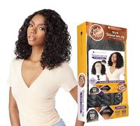 Sensationnel Rizos Kinksandco Kinkyedges Peluca rizada ondulada natural de 14 pulgadas, encaje frontal de 13 x 6 pulgadas, línea capilar con bordes para texturas naturales de cabello 3C a 4C (2 marrón