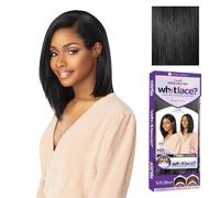 Sensationnel What Lace - Pelucas de encaje frontal de 13 x 6 pulgadas, atadas a mano, sin pegamento, sintéticas con densidad natural, línea capilar prearrancada (1 negro azabache)