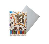 Sensations / Xpress Yourself Tarjeta de cumpleaños Express Yourself para hombres de 18 años, incluye sobre, diseño de estrella dorada, 19 x 13,3 cm